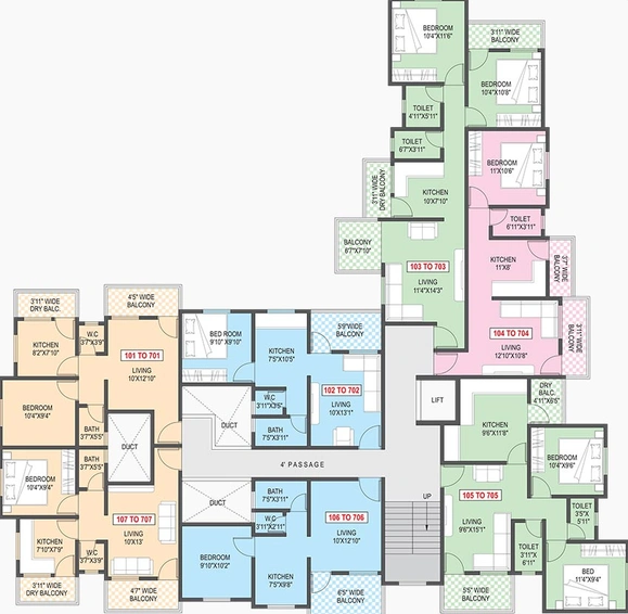 Floor Plan of Aayush Wisteria in Lohegaon, Pune - Image 195258