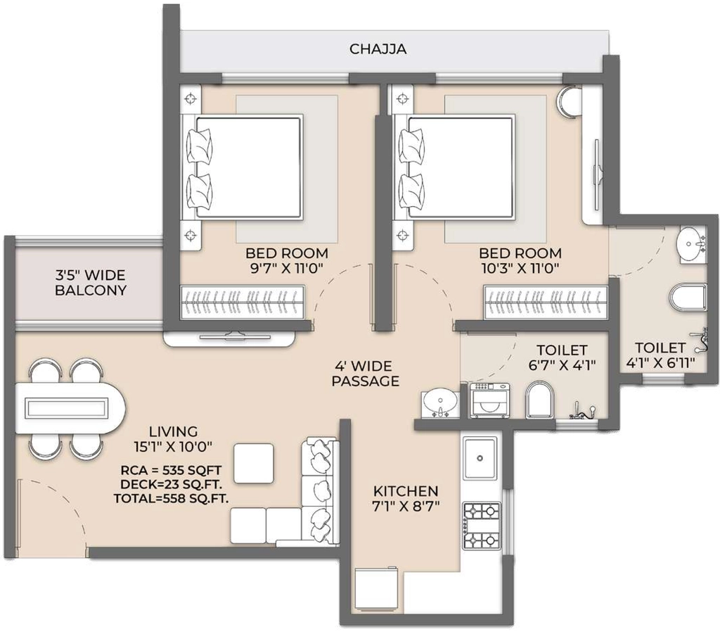 2 BHK Flat in Green Square Phase 2 Tower 1 And 3 in Thane West, Thane - Image 915667