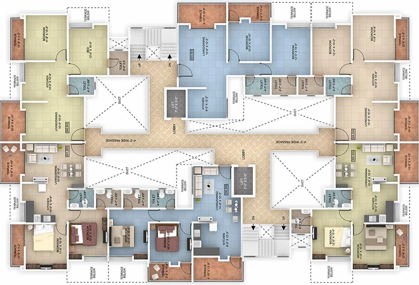 Floor Plan of Rahul Kalash Ganga in Kondhwa, Pune - Image 195765
