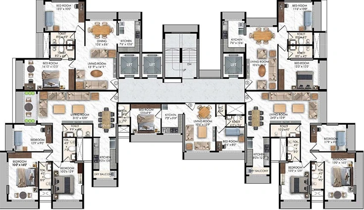 Floor Plan of Rodium X One in Kandivali West, Mumbai - Image 196015