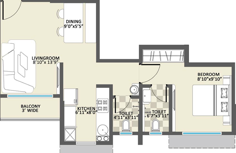 1 BHK Flat in Jewel Vistaz in Kalyan East, Thane - Image 824766