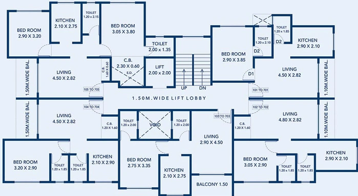 Floor Plan of Pride Heights in Kalyan West, Thane - Image 196326