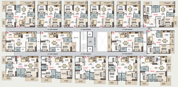 Floor Plan of Aadhava Elite Homes in Narayanapura, Bangalore - Image 196408