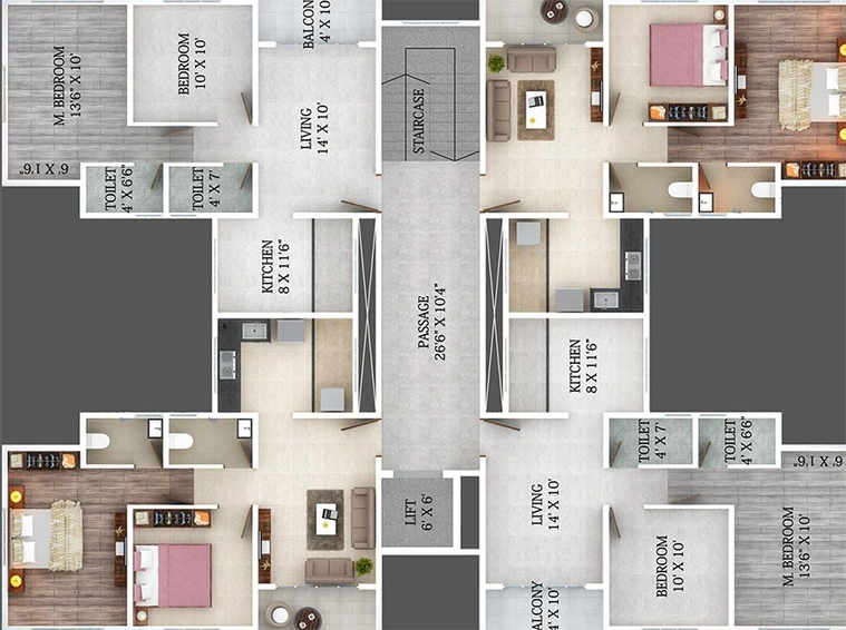Floor Plan of Laxminand Shantai in Charholi, Pune - Image 196544