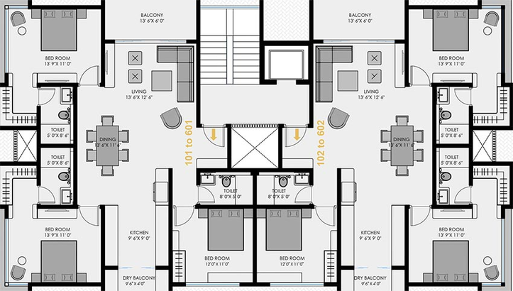 Floor Plan of Ranawat Aura Divine in Bibwewadi, Pune - Image 196688
