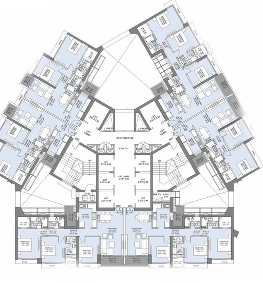 Floor Plan of L&T Crescent Bay in Parel East, Mumbai - Image 196774