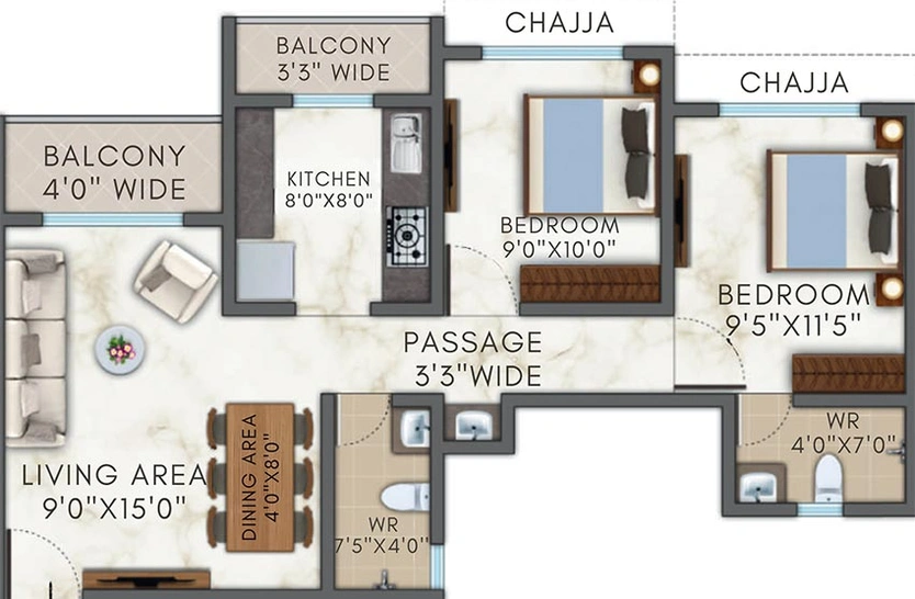 2 BHK Flat in Parwati Colossal in Kalyan East, Thane - Image 824971