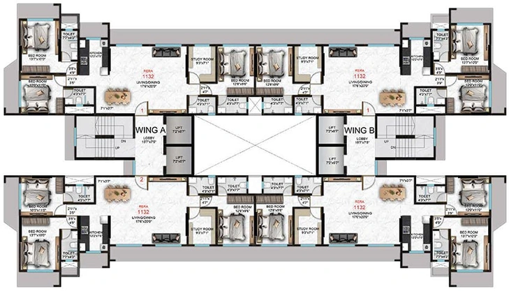 Floor Plan of H Rishabraj Emerald in Dahisar East, Mumbai - Image 196839