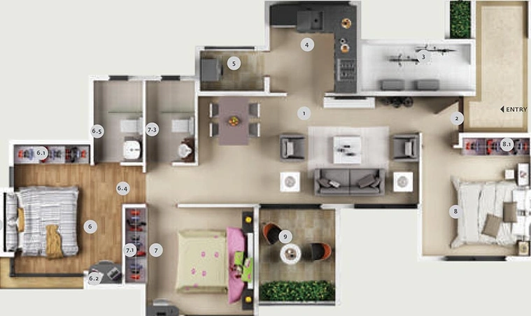 3 BHK Flat in Vilas Prudentia Towers in Wakad, Pune - Image 824998