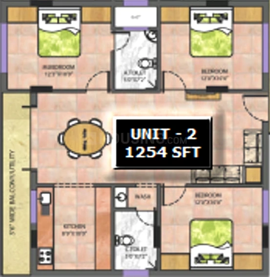 3 BHK Flat in Anubhava Ishwerya Sai Krupa in Hebbal, Bangalore - Image 825073