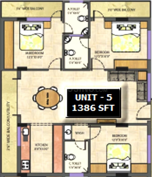 3 BHK Flat in Anubhava Ishwerya Sai Krupa in Hebbal, Bangalore - Image 825074