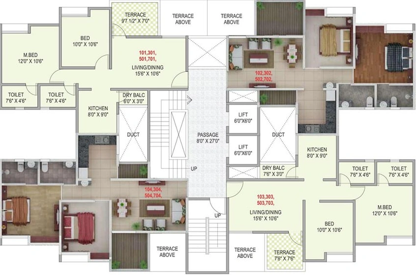 Floor Plan of F5 Green County in Phursungi, Pune - Image 197210