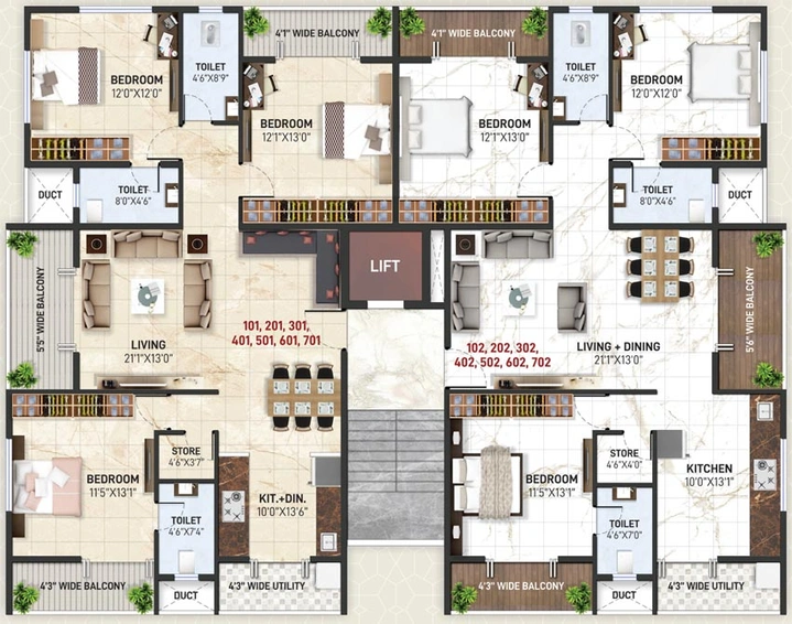 Floor Plan of Khode Vatsala Heights in Panchavati, Nashik - Image 117776