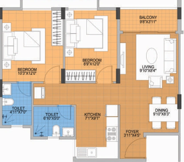 2 BHK Flat in BSCPL Bollineni Nestor in Yelahanka, Bangalore - Image 825135