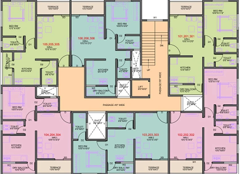 Floor Plan of Shree Swami Samarth Apartment in Kharadi, Pune - Image 197579