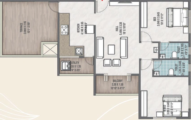 2 BHK Flat in Makani Tulsi Tirth in Nashik Road, Nashik - Image 825236