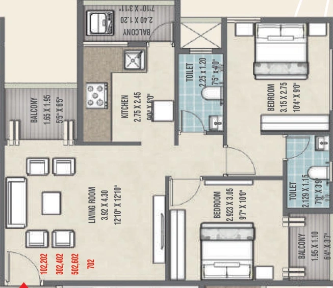 2 BHK Flat in Makani Tulsi Tirth in Nashik Road, Nashik - Image 825234