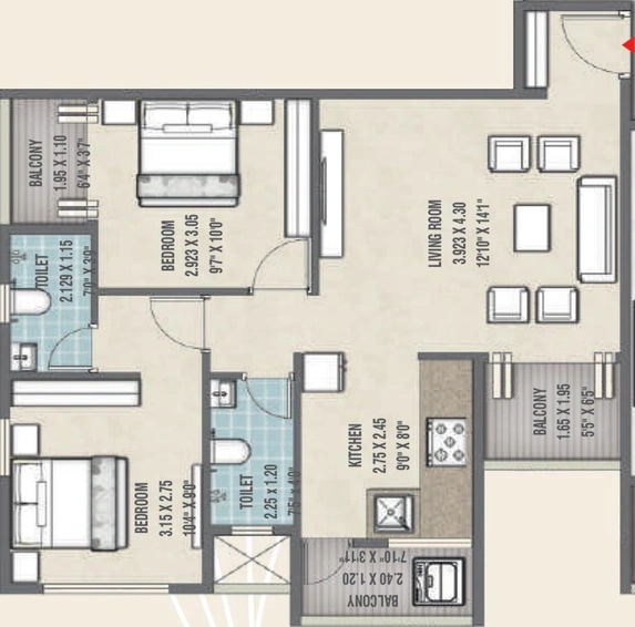 2 BHK Flat in Makani Tulsi Tirth in Nashik Road, Nashik - Image 825235