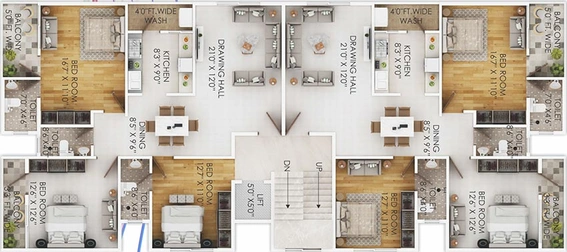 Floor Plan of Omkara Shivneri in Pande Layout, Nagpur - Image 197736