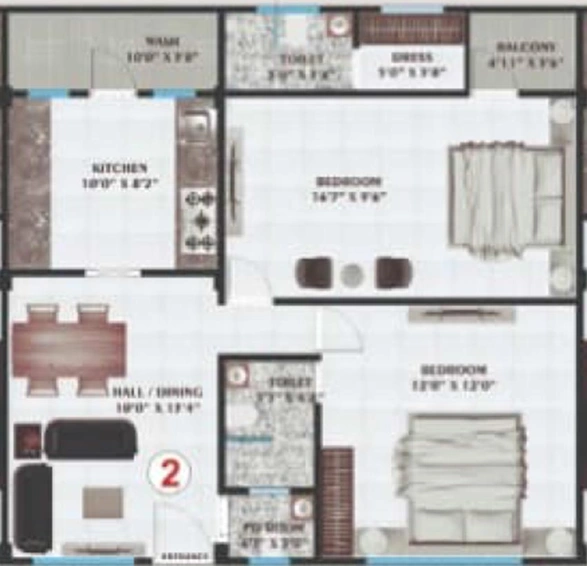2 BHK Flat in Mars Orchid Enclave in Nipania, Indore - Image 825275