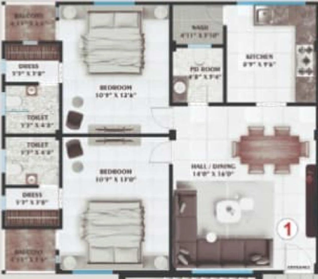 2 BHK Flat in Mars Orchid Enclave in Nipania, Indore - Image 825276