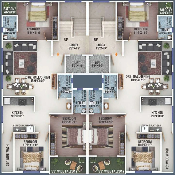 Floor Plan of Narayani Enclave in Manewada, Nagpur - Image 118151