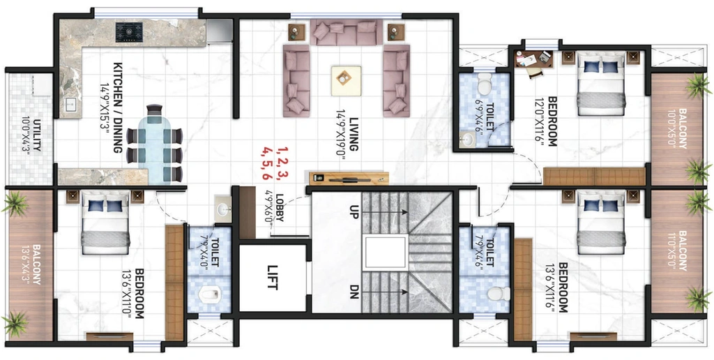 3 BHK Flat in Khode Ramsita Heights in Tidke Colony, Nashik - Image 765858