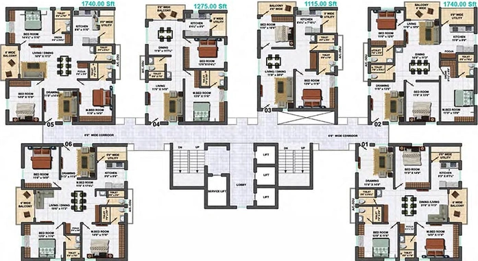 Floor Plan of My Home Vihanga in Gachibowli, Hyderabad - Image 198424