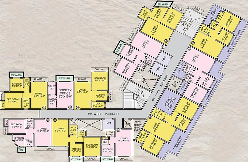 Floor Plan of Sunshine Residency in Vasai East, Palghar - Image 198447
