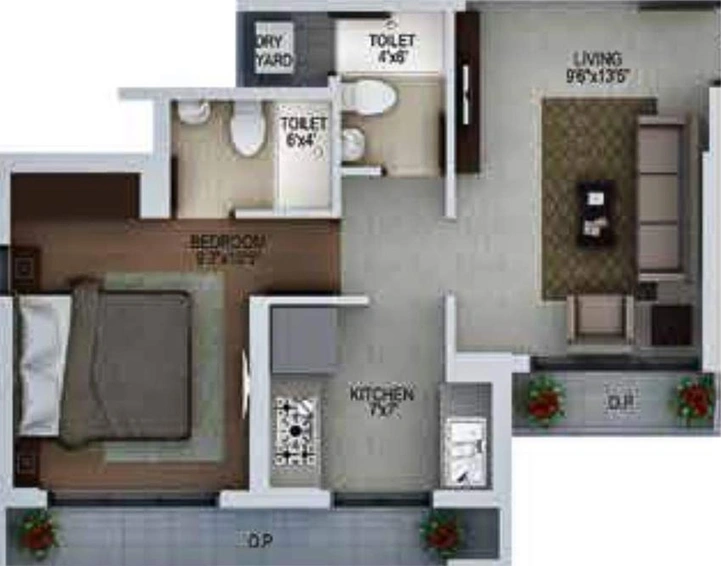 1 BHK Flat in RDP Raunak Fortuna in Shilphata, Thane - Image 825549