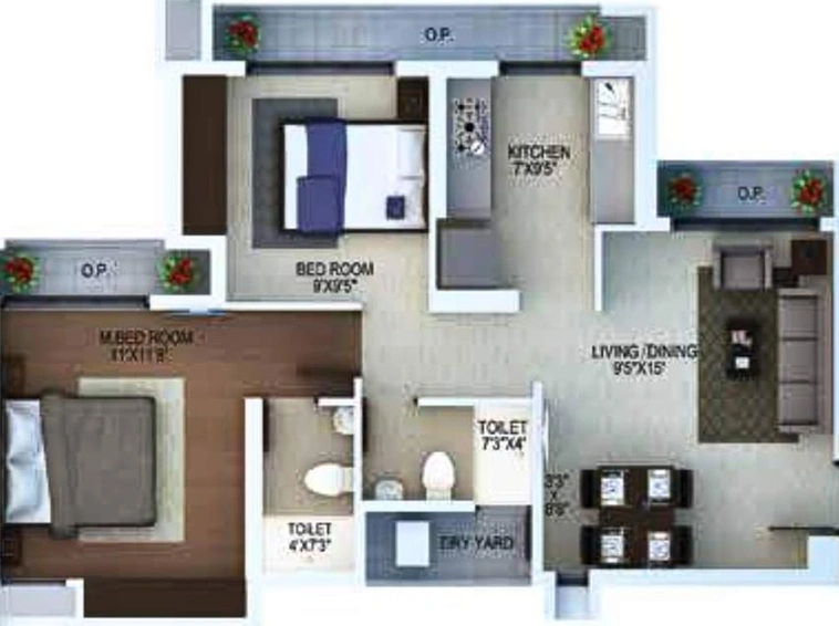 2 BHK Flat in RDP Raunak Fortuna in Shilphata, Thane - Image 825551