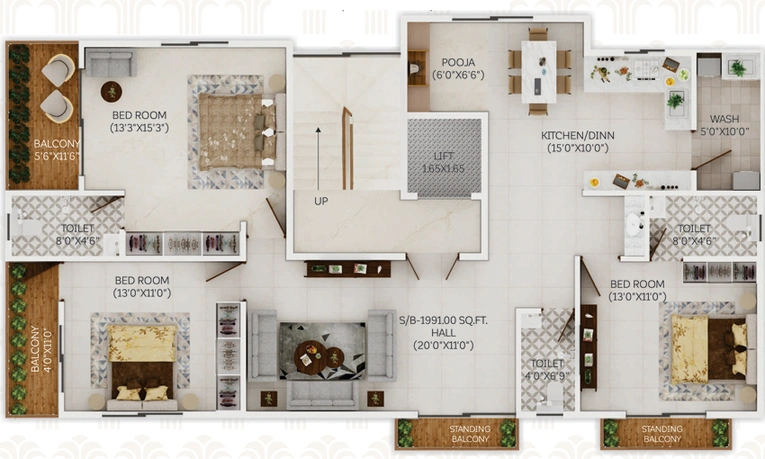 3 BHK Flat in Krishna Glory in Dharampeth, Nagpur - Image 763714