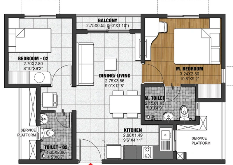 2 BHK Flat in Krypton - Brigade Eldorado in Hebbal, Bangalore - Image 825609