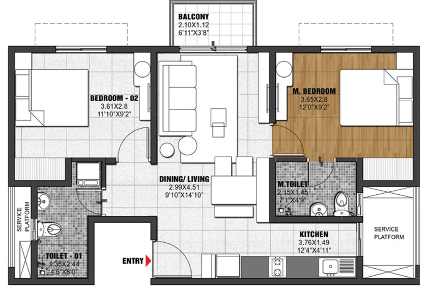 2 BHK Flat in Krypton - Brigade Eldorado in Hebbal, Bangalore - Image 825610
