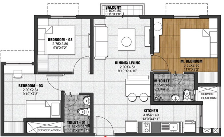 3 BHK Flat in Krypton - Brigade Eldorado in Hebbal, Bangalore - Image 825611