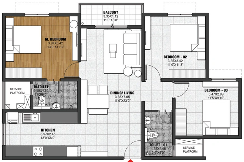 3 BHK Flat in Krypton - Brigade Eldorado in Hebbal, Bangalore - Image 825612
