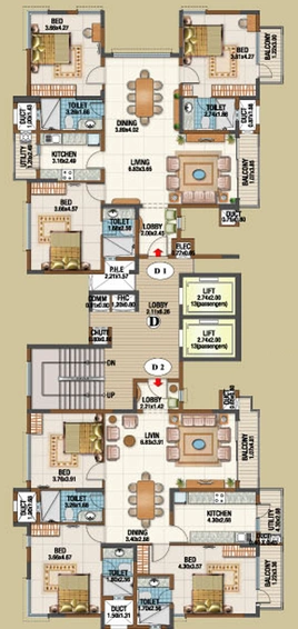 Floor Plan of Sattva Gold Summit in Hennur Road, Bangalore - Image 198936