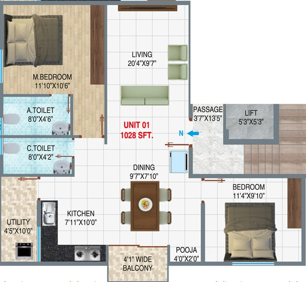 2 BHK Flat in Lavish Svasthi Homes in Bannerghatta, Bangalore - Image 825630
