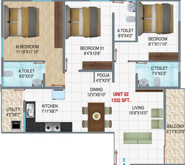 3 BHK Flat in Lavish Svasthi Homes in Bannerghatta, Bangalore - Image 825631