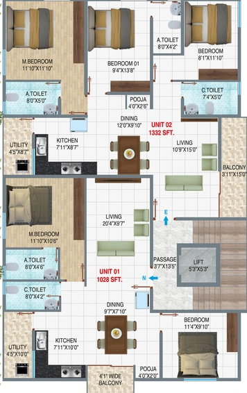 Floor Plan of Lavish Svasthi Homes in Bannerghatta, Bangalore - Image 198962