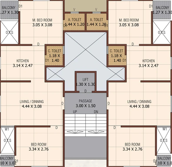 Floor Plan of Shivay Shree Hari Flats in New Alkapuri, Vadodara - Image 199064