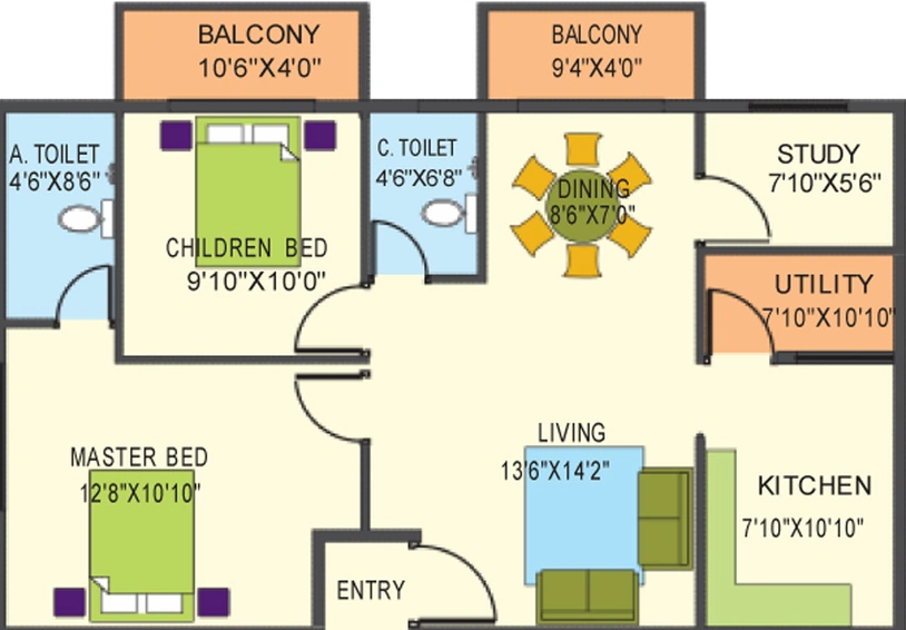 2 BHK Flat in Laasya Pride in Electronic City, Bangalore - Image 825891