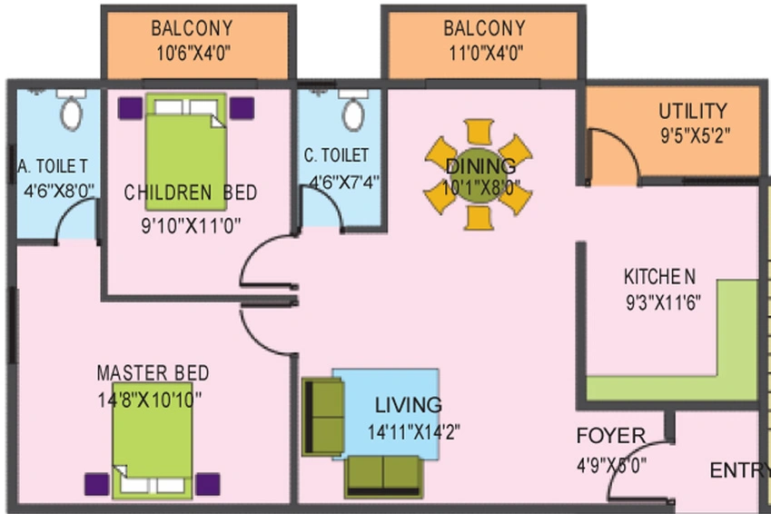 2 BHK Flat in Laasya Pride in Electronic City, Bangalore - Image 825892