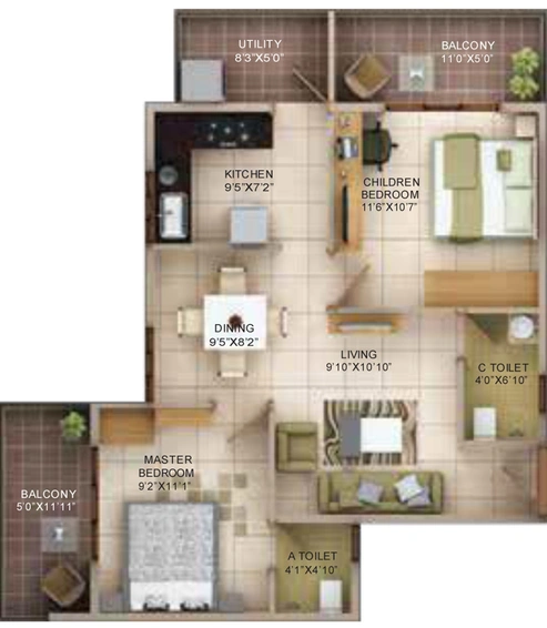 2 BHK Flat in Laasya Pride in Electronic City, Bangalore - Image 825887