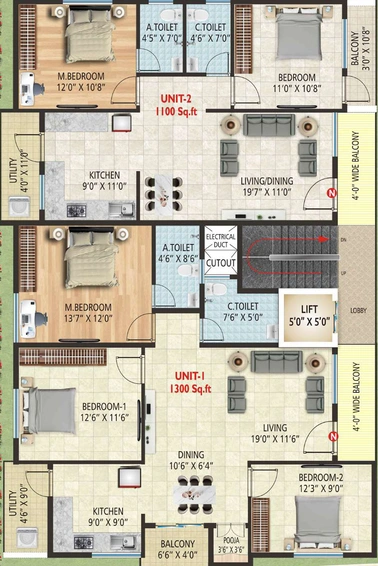 Floor Plan of SV Residency in Banashankari, Bangalore - Image 199899