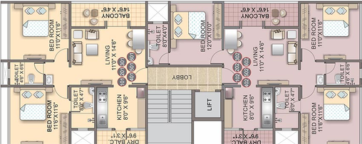 Floor Plan of Modern Blue Sapphire in Tingre Nagar, Pune - Image 200335