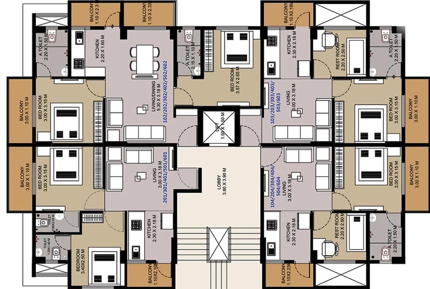 Floor Plan of Phoenix Residency in Yerawada, Pune - Image 200858