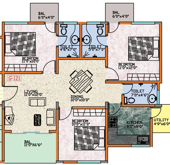 3 BHK Flat in Nirman Nydhile Residency in Bannerghatta, Bangalore - Image 826330