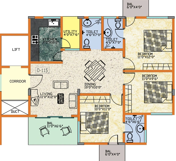 3 BHK Flat in Nirman Nydhile Residency in Bannerghatta, Bangalore - Image 826331
