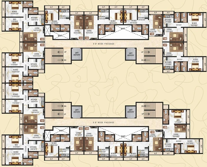 Floor Plan of Karari Heights in Nalasopara West, Palghar - Image 201384